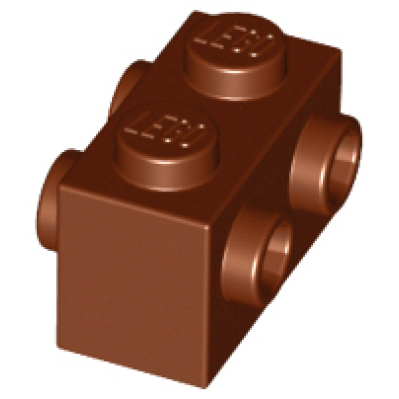 Steen, Aangepast 1x2 met 2 nopjes aan 2 kanten Reddish Brown